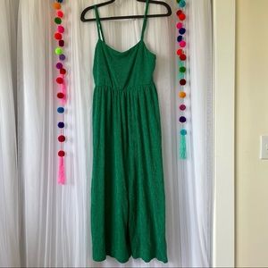 Urban Outfitters green wide leg romper with adjustable straps